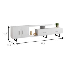 Avery Mid-Century Modern TV Stand with MDF Cabinet and Powder Coated Steel Legs