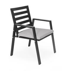 Chelsea Modern Patio Dining Armchair in Aluminum with Removable Cushions