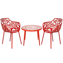 3-Piece Aluminum Outdoor Patio Dining Set with Tempered Glass Top Table