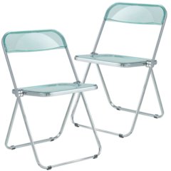 Lawrence Acrylic Folding Chair With Metal Frame, Set of 2