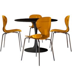 5-Piece Dining Set Round Black MDF Dining Table