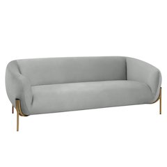 Zuno Three-Seater Sofa Upholstered in Velvet Wide Couch