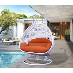 White Wicker Hanging 2 person Egg Swing Chair