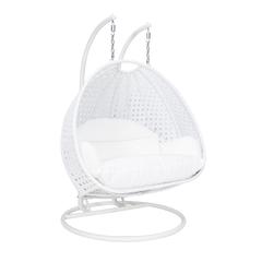 White Wicker Hanging 2 person Egg Swing Chair