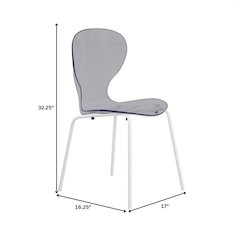 Modern Oyster Transparent Side Chair in White Base Set of 2