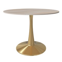 Bristol 40" round dining table Gold base with marbled MDF top