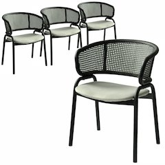 Ervilla Dining Armchair in Black Steel Frame Set of 4