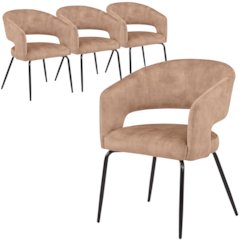 Gavin Series Modern Chair Black Frame in Light Brown Set of 4