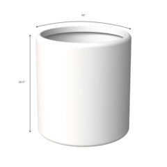 Tundra Series Poly Stone cylindrical Shape Planter in White 16" Dia, 18" High