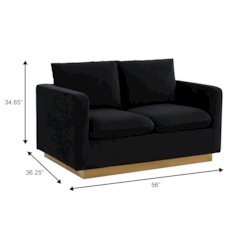 Nervo Modern Mid-Century Upholstered Velvet Loveseat with Gold Frame