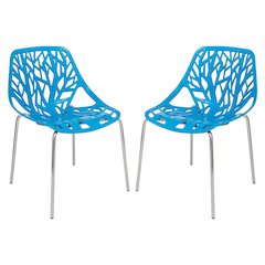 Modern Asbury Dining Chair w/ Chromed Legs, Set of 2