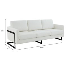 Lincoln White Leather Sofa With Black Frame