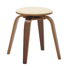 Modern Wooden Dining Stool, Walnut Color in Light Cream