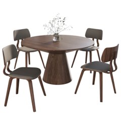 5-Piece Dining Set with Round Wooden Table