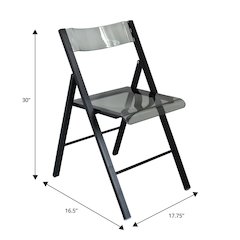 Menno Modern Acrylic Folding Chair Black Frame With Trans Black Seat Set of 4