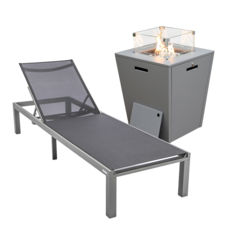 Grey Aluminum Outdoor Patio Chaise Lounge Chair