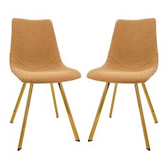 Markley Modern Leather Dining Chair With Gold Legs Set of 2
