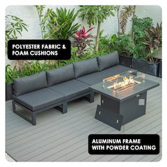 Chelsea 5-Piece Middle Patio Chairs and Fire Pit Table