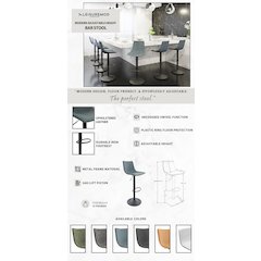 Tilbury Modern Adjustable Bar Stool in Peacock Blue