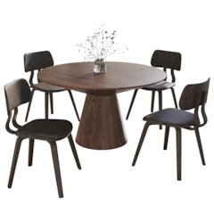 5-Piece Dining Set with Round Wooden Table