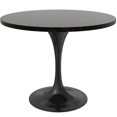 Verve Collection 36 Round Dining Table, Black Base with Black MDF Top