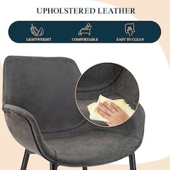 Markley Modern Leather Dining Arm Chair With Metal Legs Set of 4