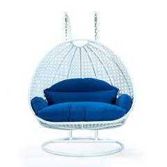 White Wicker Hanging 2 person Egg Swing Chair