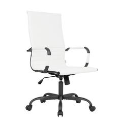 Leather Home High-Back Office Chair in White With Black Frame