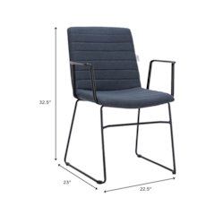 Zylar Series Office Guest Arm Chair in Dark Blue Fabric