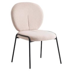 Celestial Series Boucle Dining Arm Chair, Black Frame with Beige Fabric