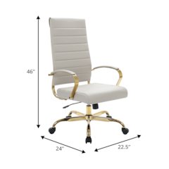 Benmar High-Back Leather Office Chair With Gold Frame
