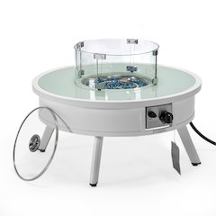 Walbrooke Outdoor Patio Aluminum Round Fire Pit Side Table
