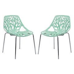 Modern Asbury Dining Chair w/ Chromed Legs, Set of 4