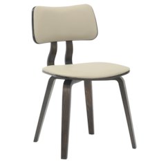 Modern Wooden Dining Chair, Dark Walnut Color Frame in Taupe
