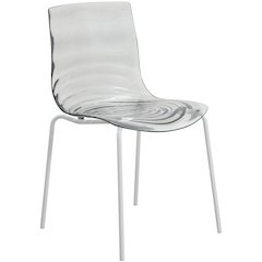 Astor Water Ripple Design Dining Chair in White Base Trans Black Seat