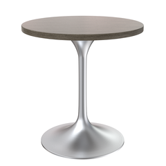 Verve 27" Round Dining Table, Brushed Chrome Base with Dark Maple MDF Top