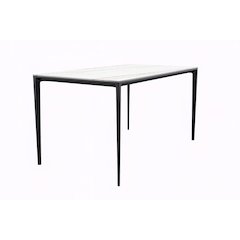 Avo Series Modern Dining Table Black Base, With 62 White/Gold Sintered Stone Top