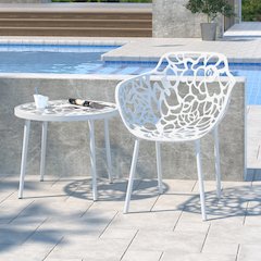 Devon Tree Design Glass Top Aluminum Base Indoor Outdoor End Table