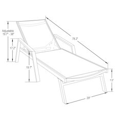 Marlin Patio Chaise Lounge Chair With Armrests in Black Aluminum Frame