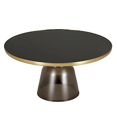 Tully Collection Glass Coffee Table Grey glass, Gold Rim with Black Glass top