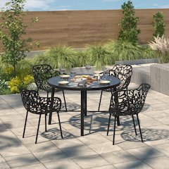 Devon Tree Design Glass Top Aluminum Base Indoor Outdoor Dining Table
