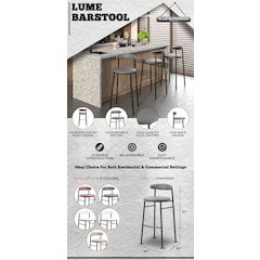 Lume Collection Modern Bar Stool in Charcoal