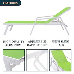 Marlin Modern White Aluminum Outdoor Patio Chaise Lounge Chair