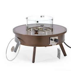 Walbrooke Outdoor Patio Aluminum Round Fire Pit Side Table