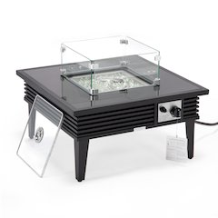 Walbrooke Outdoor Patio Aluminum Square Slats Design Fire Pit Side Table