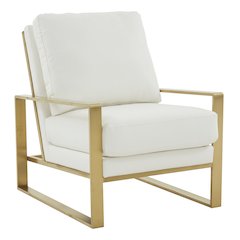 Jefferson Leather Modern Design Accent Armchair With Elegant Gold Frame