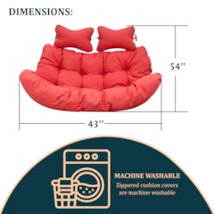 Wicker 2 Person Double Folding Hanging Egg Swing Cushion