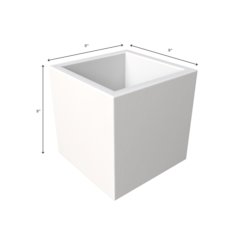 Fern Series Poly Stone Planter 9" Cube in White