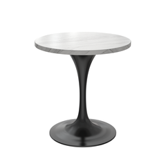 Verve 27 Round Dining Table, Black Base with Sintered Stone White Top