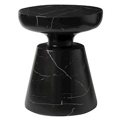 Isle Collection Fiberglass Outdoor Side Table in Marbled Black